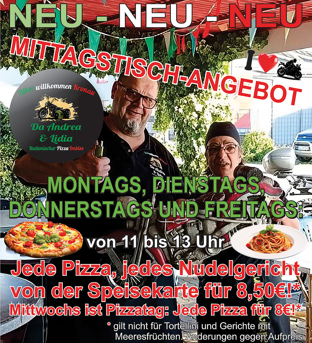 Aktuelle Aktionen und Mittagstisch Angebot Da Andrea und Lidia